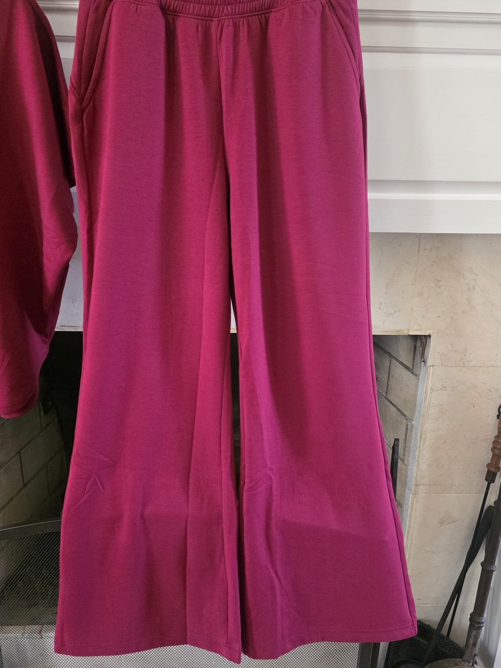 Zenana Outfitters Two-Piece Wide-Leg Scuba Set in Burgundy - Picture 3 of 4